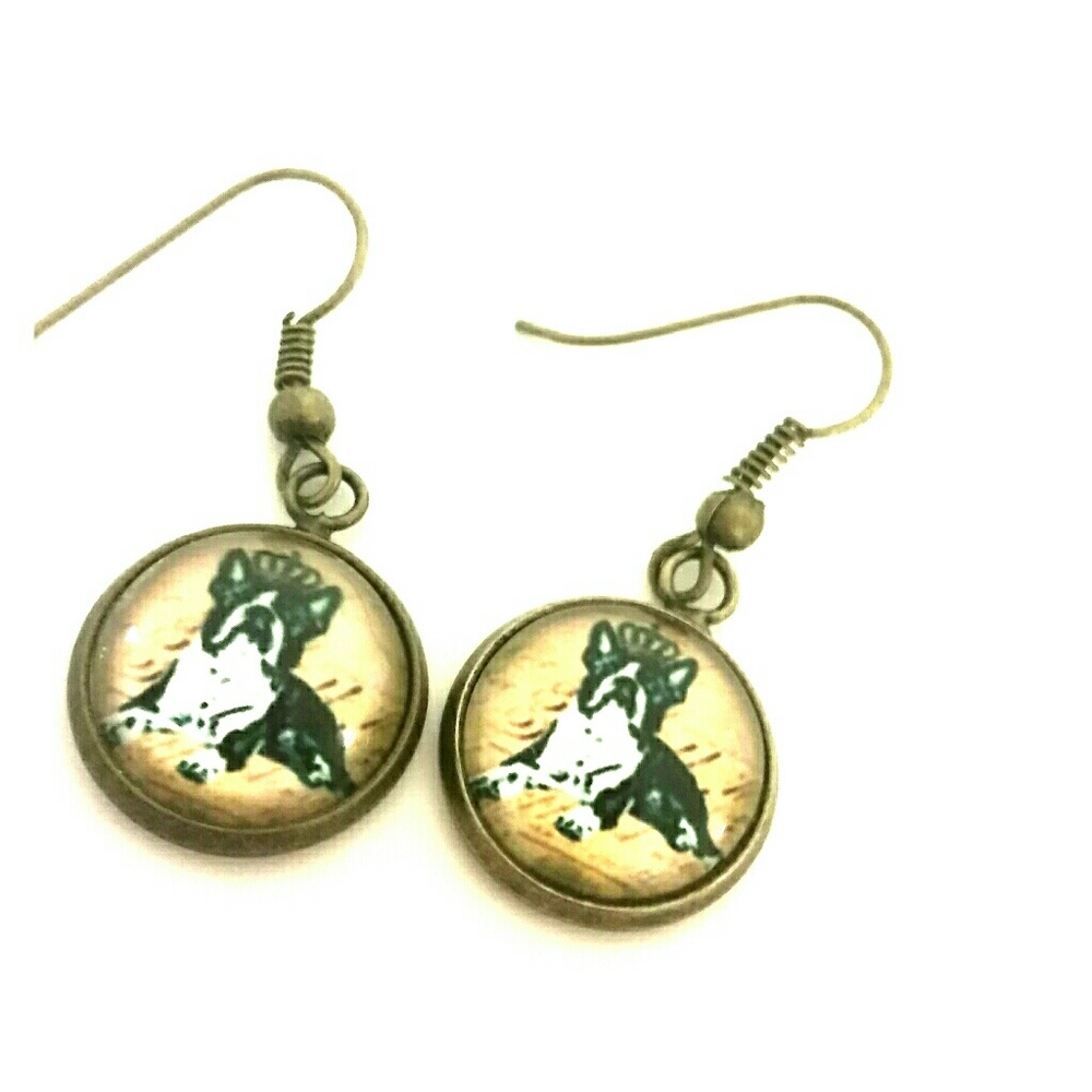 Boston Terrier Dog Earrings with FREE Gift Box💜