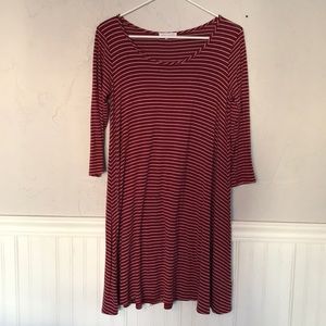 Red and white shift dress