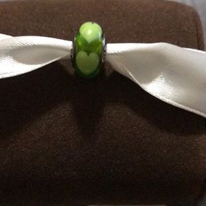 Pandora Green Murano Glass Charm with Heart