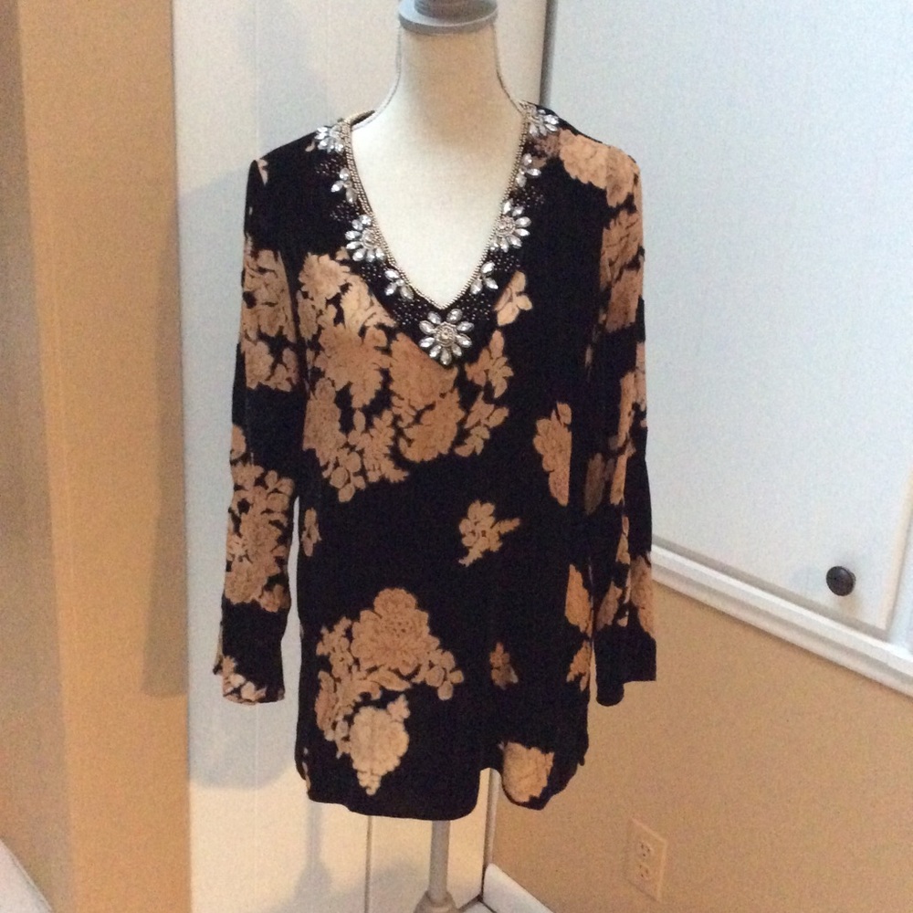 Soft Surrounding Velvet & Crepe Jeweled Tunic!