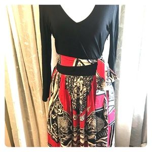 DKNY Belted Silk Knee-Length Dress