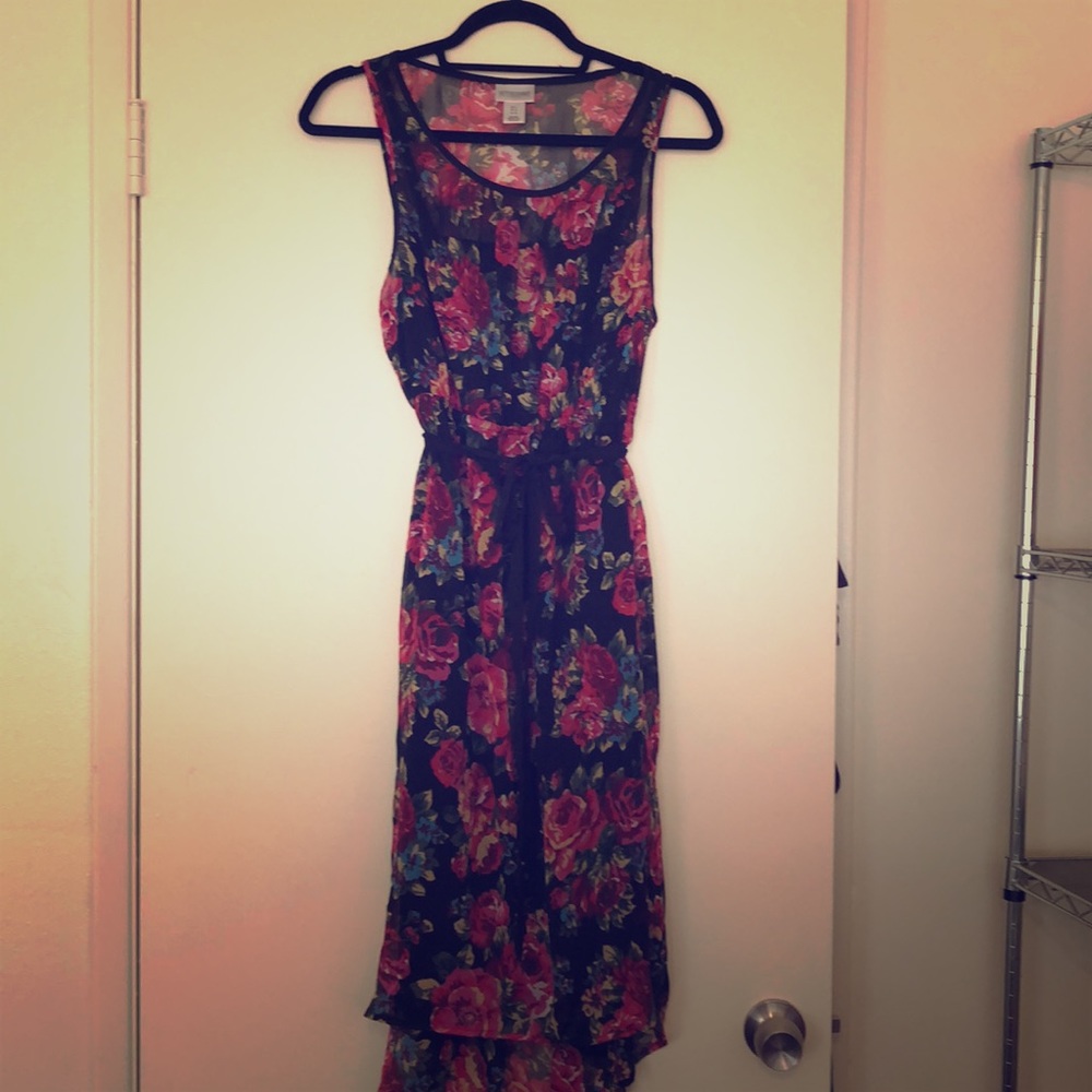 Black floral overlay Maternity High low dress