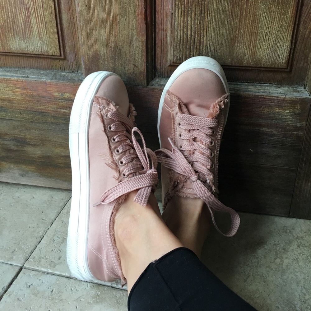 Rock & Candy Blush Satin Frayed Edge sneakers