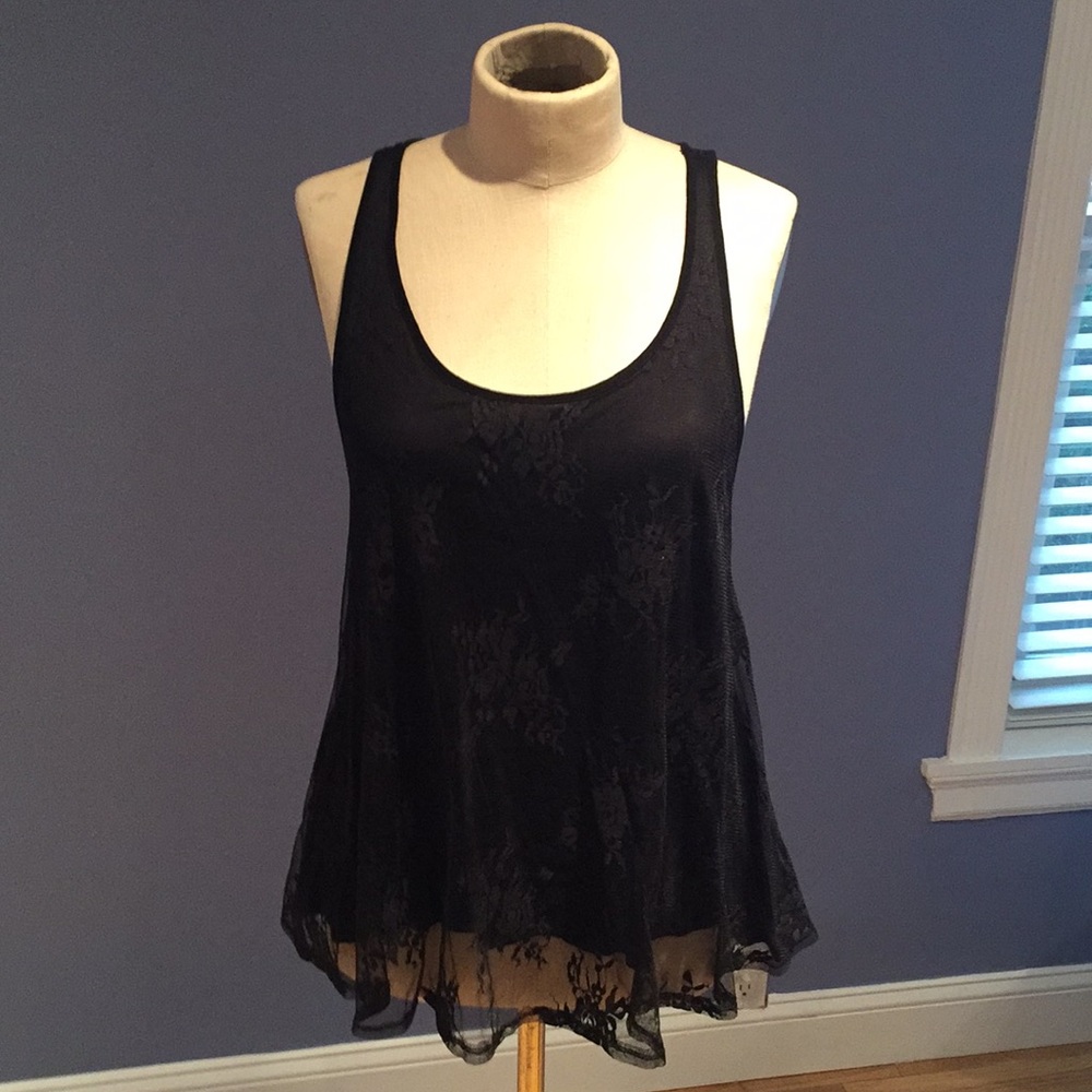 H&M Black Lace Tank Top Size 8