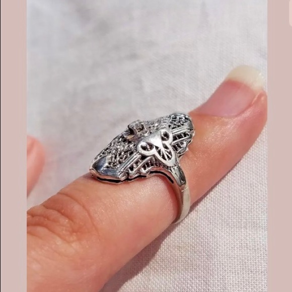 10k white gold authentic Filagree ring size 4 - Picture 4 of 4