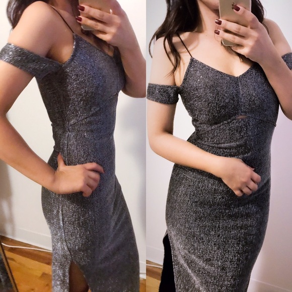 NEW WT TopShop Silver Party Dress - Picture 1 of 3