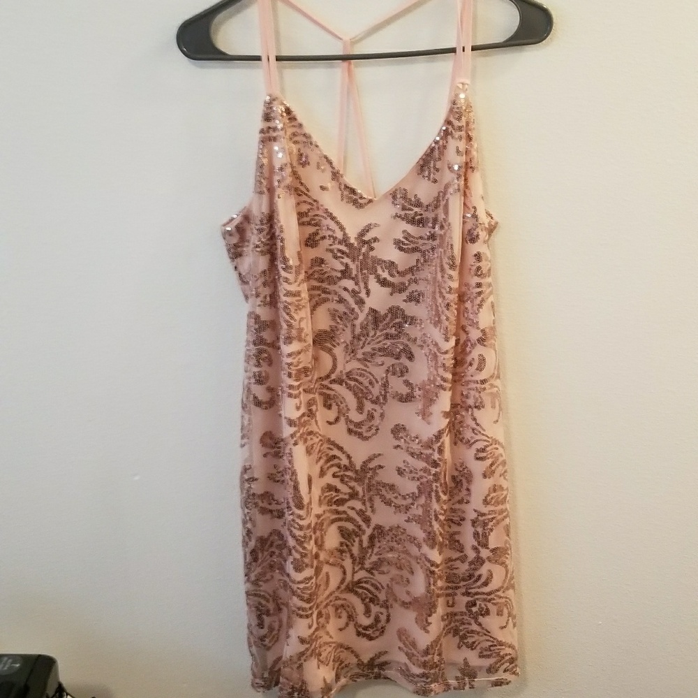 Rose gold sequin mini dress