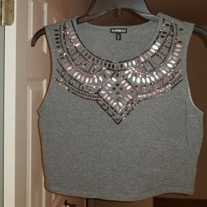 Express Gray Crop Top