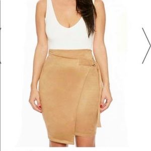 Beige suede wrap around skirt. New with tags