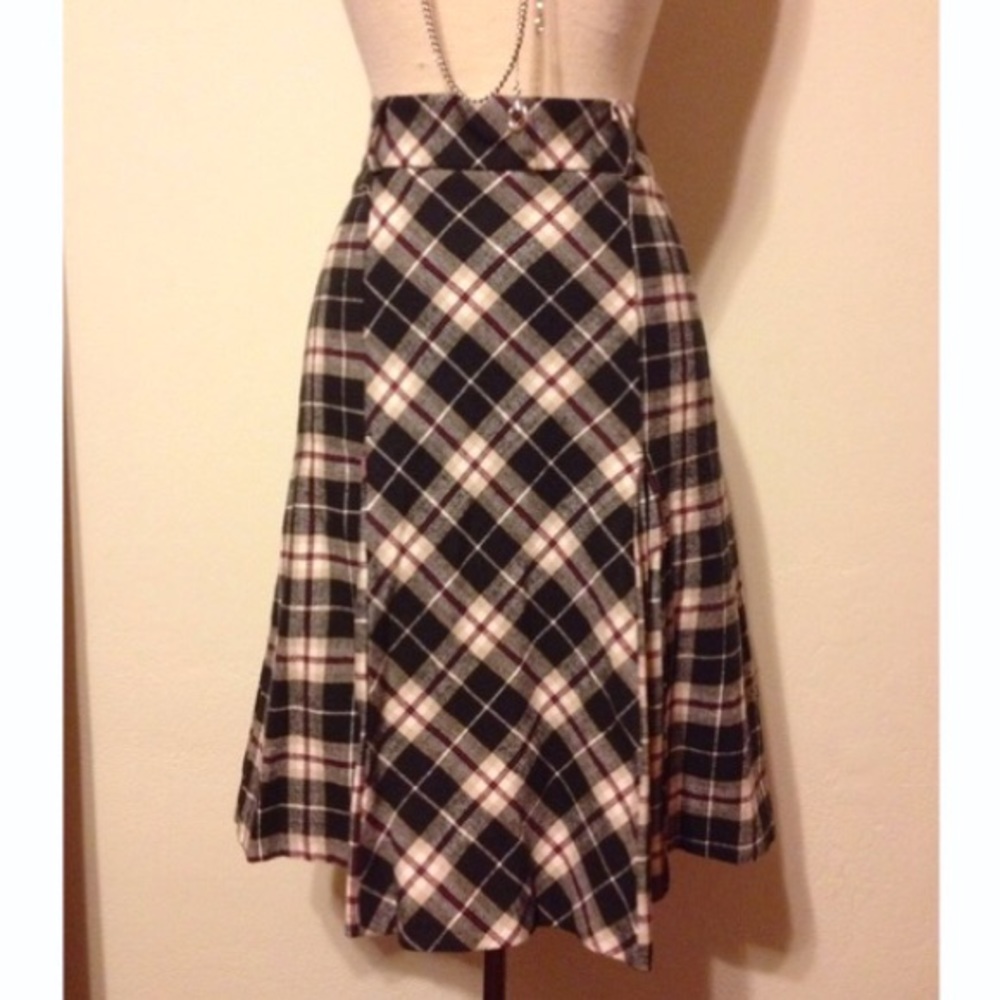 Flannel Plaid Pleated Skirt