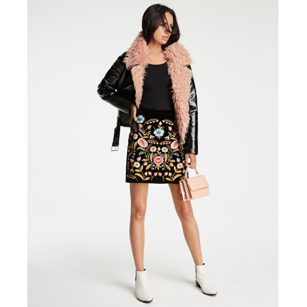 GLOSSY FAUX LEATHER JACKET WITH FAUX FUR - Picture 2 of 4