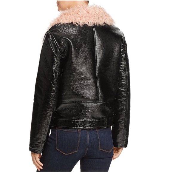 GLOSSY FAUX LEATHER JACKET WITH FAUX FUR - Picture 3 of 4
