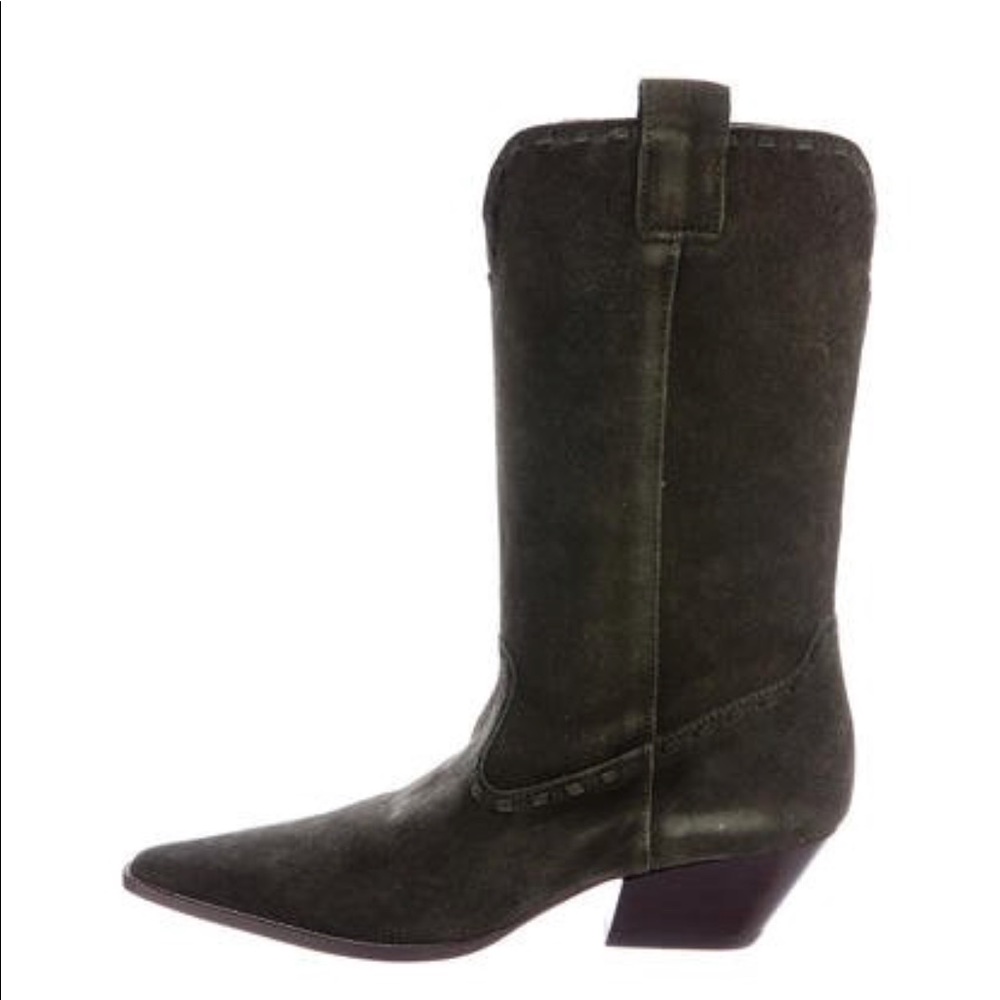 Michael Kors hunter green cowboys suede boots