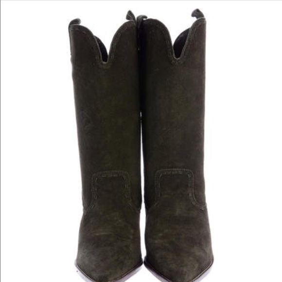 Michael Kors hunter green cowboys suede boots - Picture 3 of 8