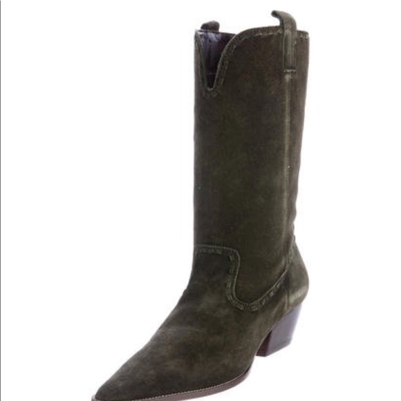 Michael Kors hunter green cowboys suede boots - Picture 2 of 8
