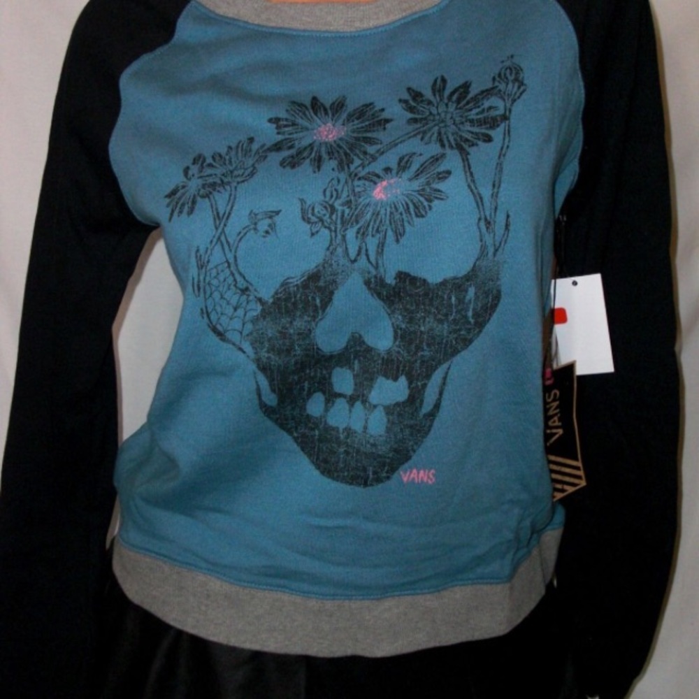 vans size small skull and flowers sweatshirt