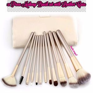 12 Piece Makeup Brush Set & Leather Case