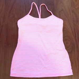 Lululemon power y tank shell pink/white stripe