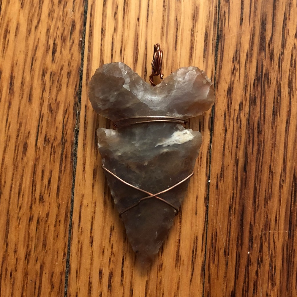 Genuine wrapped arrowhead pendant