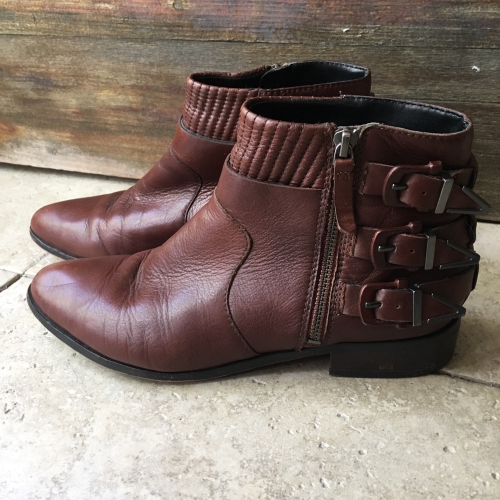 Dolce Vita brown zip up buckle booties