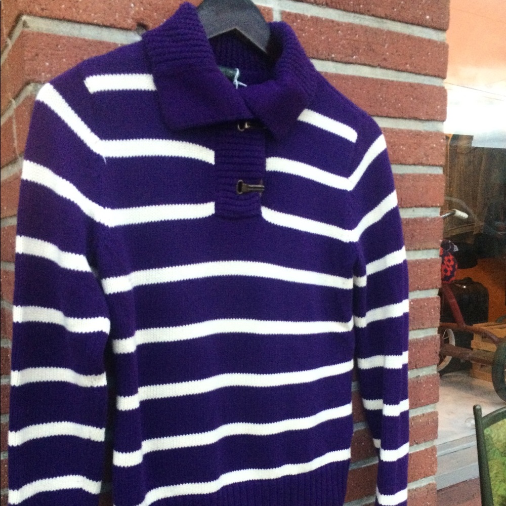 Ralph Lauren purple striped toggle sweater