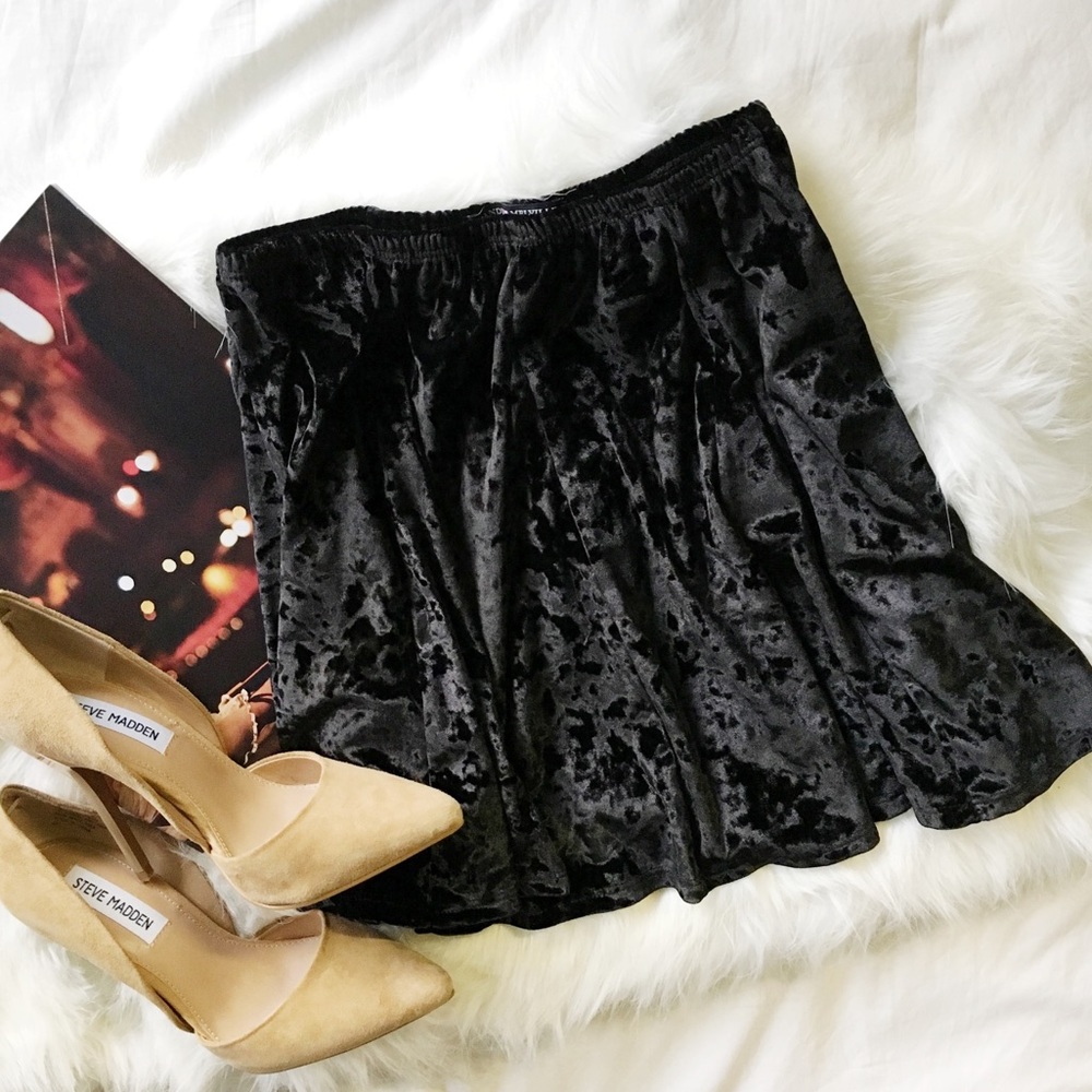 Brandy Melville Black Velvet Skirt