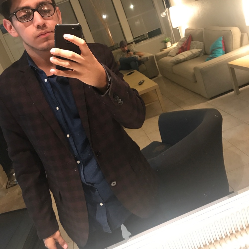 Plaid Two-Botton Blazer.