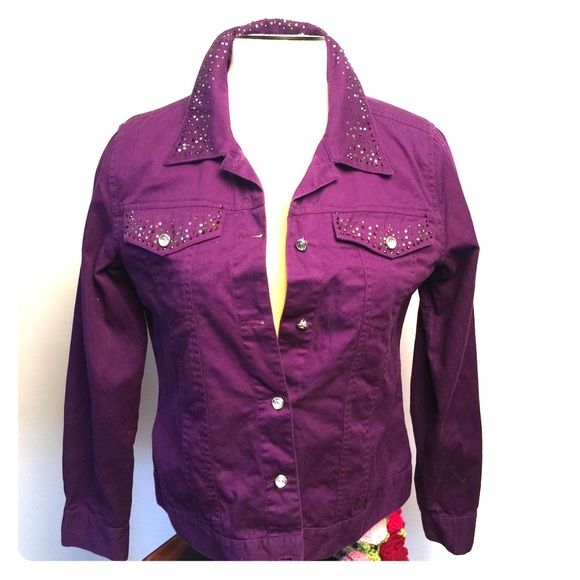 SML SPORTS beaded purple jacket Sz M - Picture 1 of 6