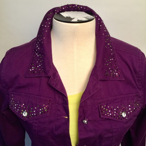 SML SPORTS beaded purple jacket Sz M - Picture 2 of 6