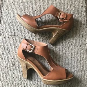 Tan Leather Wedge Heels