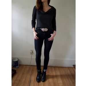 Grey 3/4 Cowl-neck Sweater