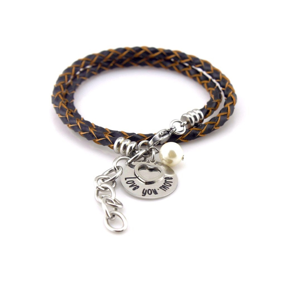 Balla Love You More Black & Tan Leather Bracelet