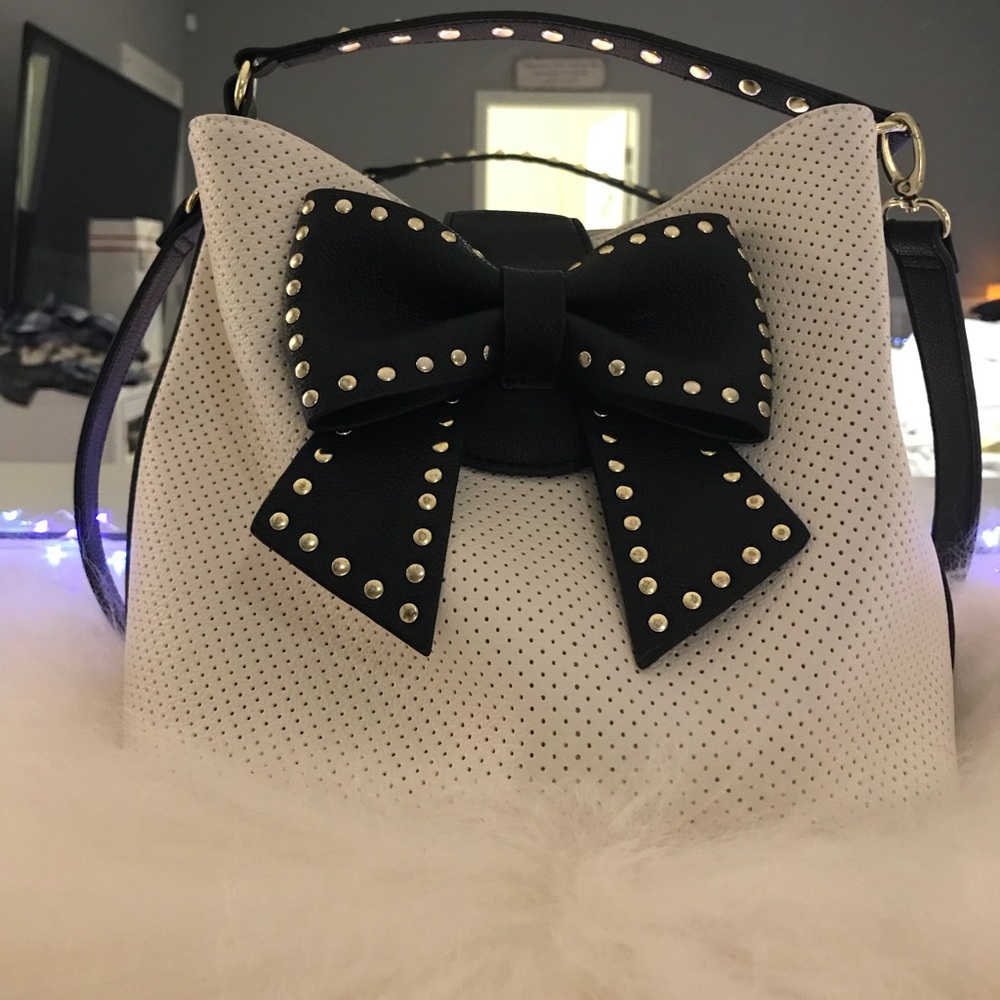 Betsey Johnson gold studded bow bag