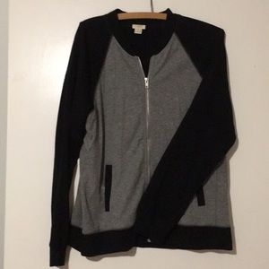 Black and grey J Crew zip up jacket