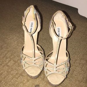 Steve Madden diamante court silver platform heels