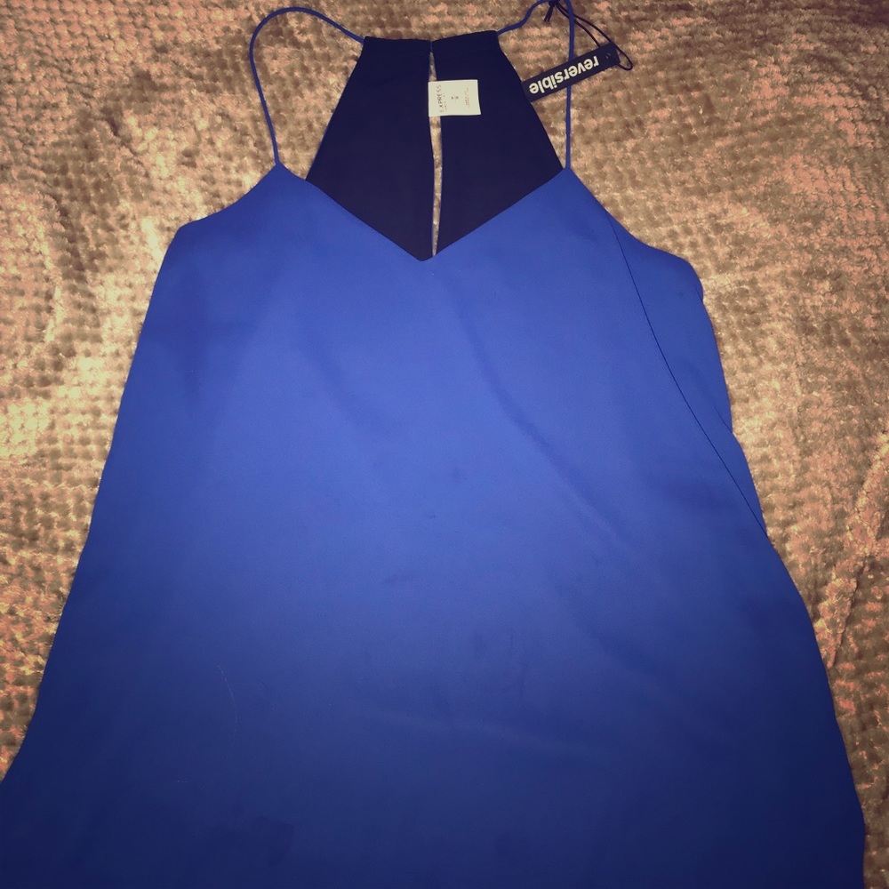 Express reversible blue black spaghetti strap top