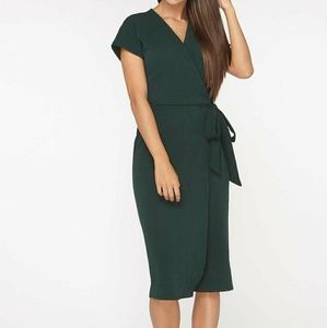 Dorothy Perkins Damen Green Geo Three Quarter Sleeve Wrap Dress L/ässiges Kleid