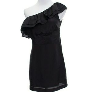 Forever21 Black Tiered Ruffle One Shoulder Dress