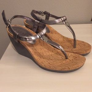 Ralph Lauren grey/tan wedges