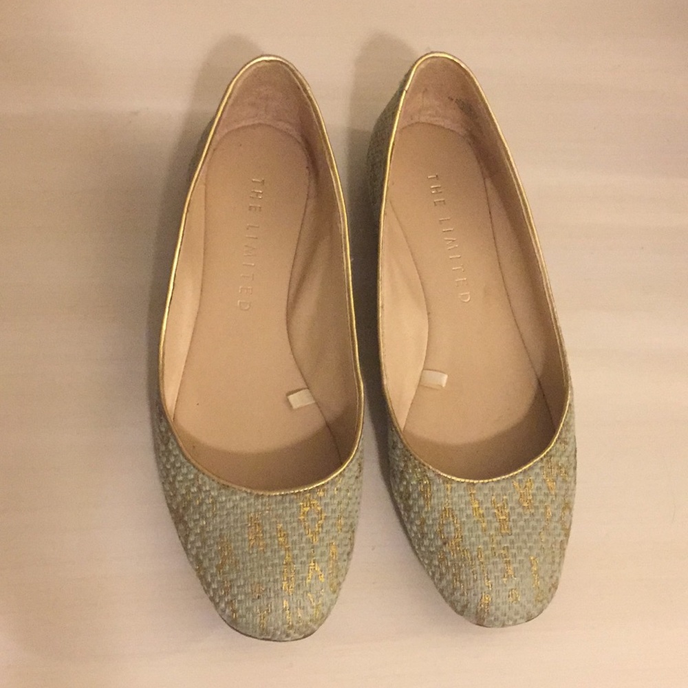 The Limited green and gold flats