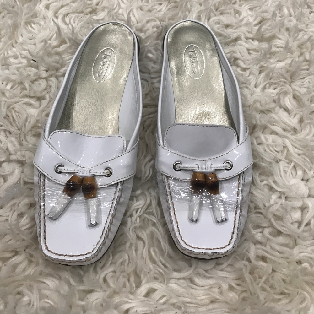Talbots white leather mules, flats