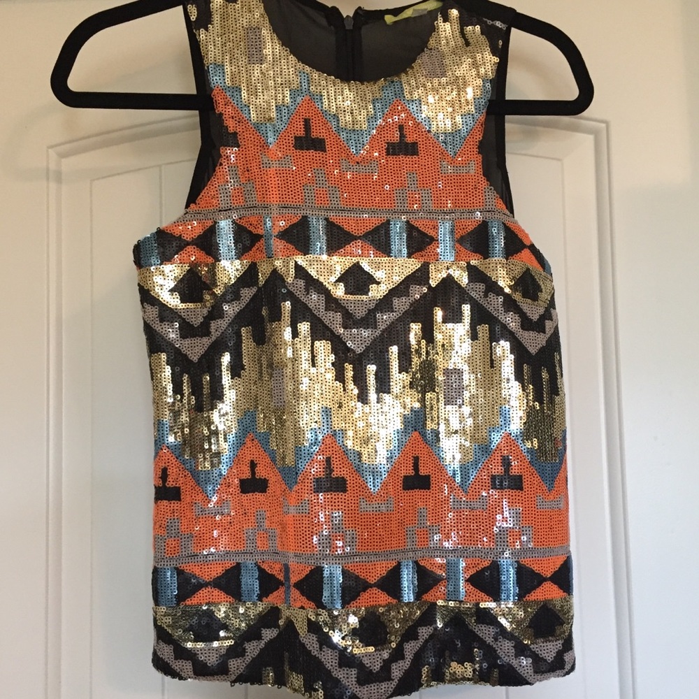Gianni Bini Aztex Sequin Tank Top