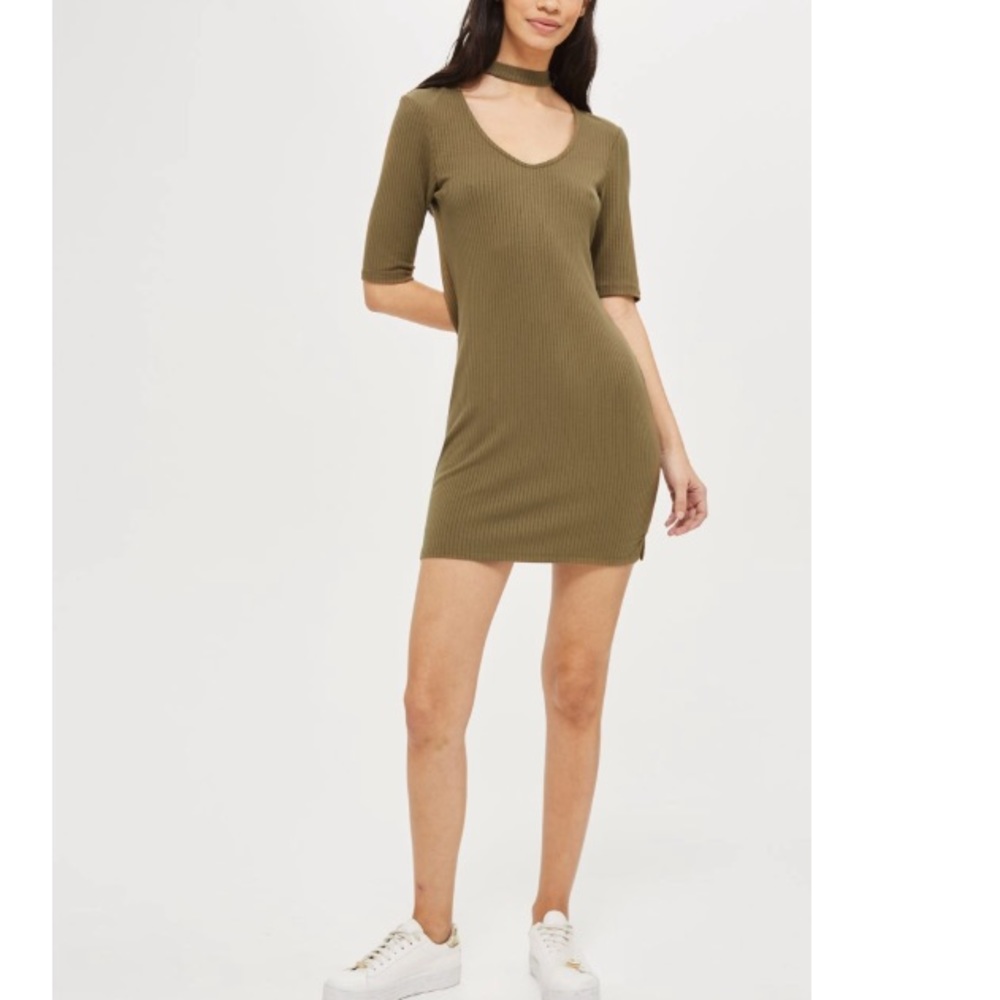 NWT Topshop Ribbed Choker Minidress
