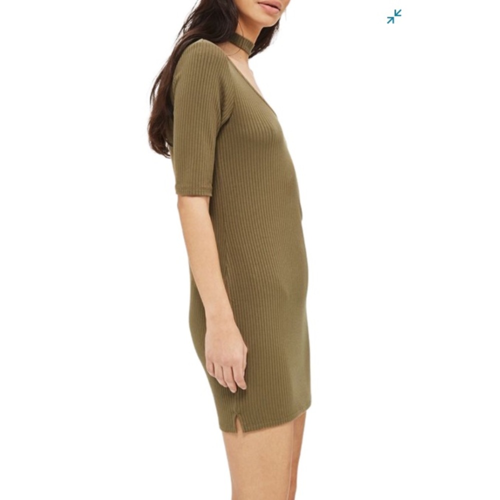 NWT Topshop Ribbed Choker Minidress - Picture 2 of 8