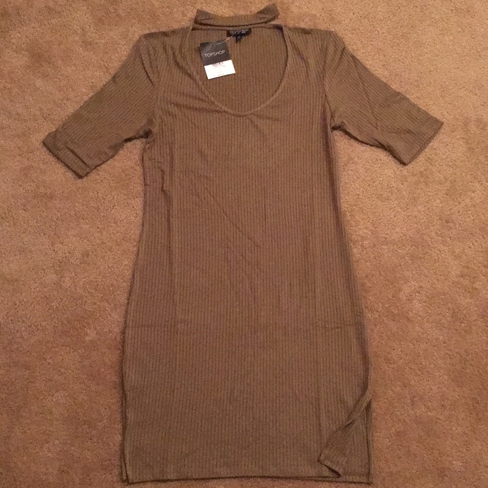 NWT Topshop Ribbed Choker Minidress - Picture 7 of 8