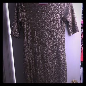 Gold Sequined Body Con Dress