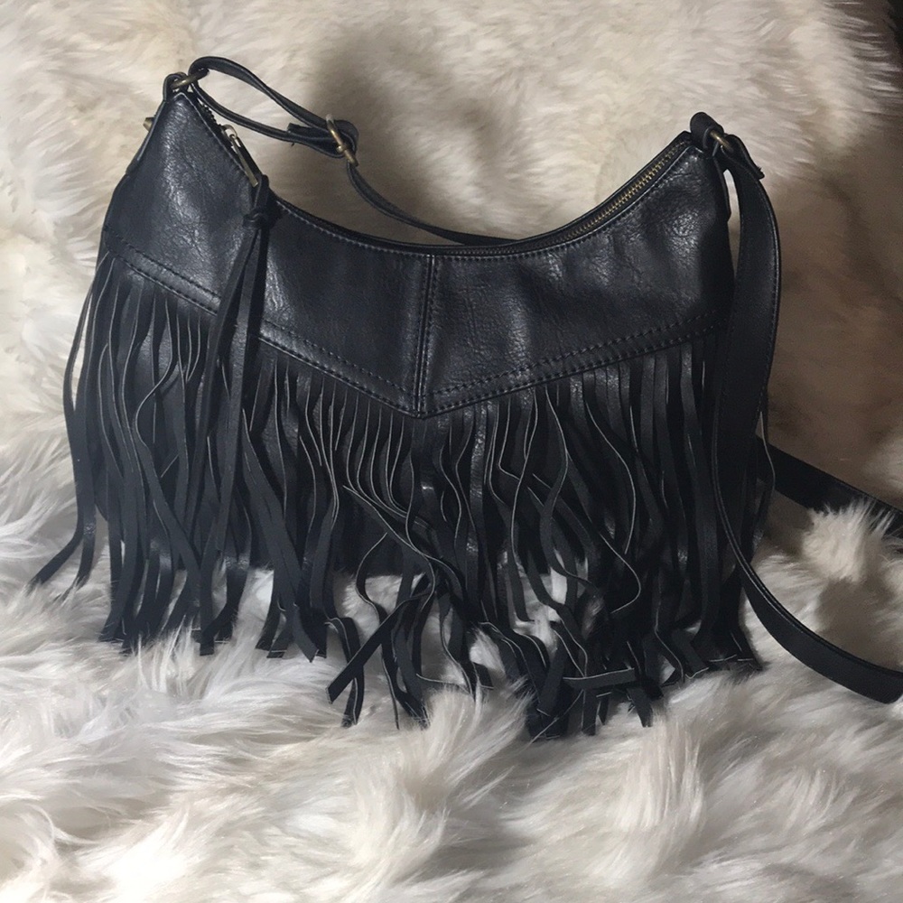 Black Fringe Handbag