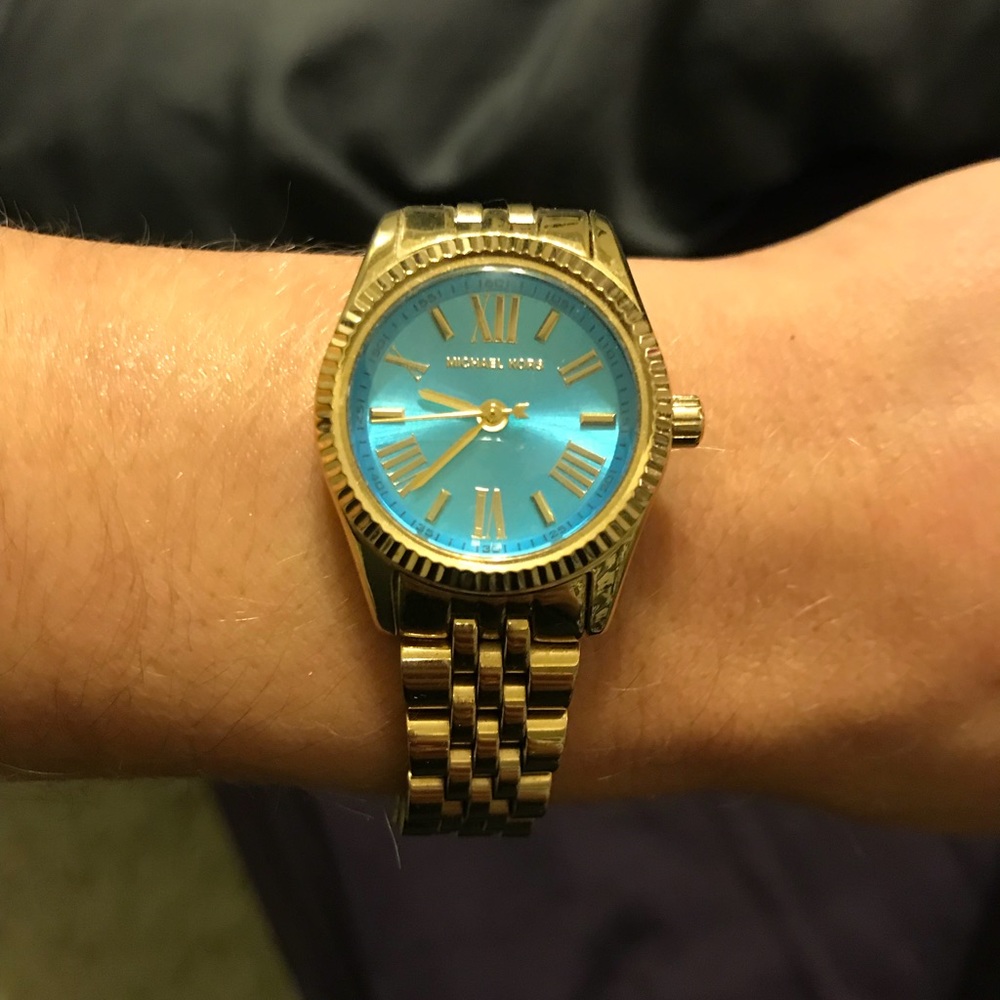 Michael Kors Lexington Blue Dial Gold-Tone Watch