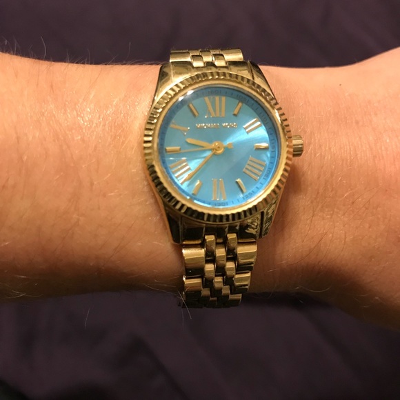 Michael Kors Lexington Blue Dial Gold-Tone Watch