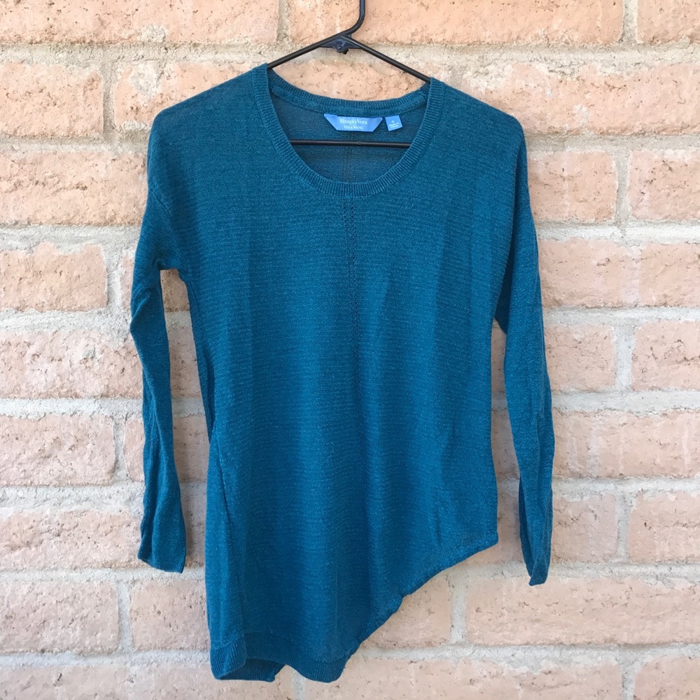 Simply Vera wang teal asymmetrical sweater